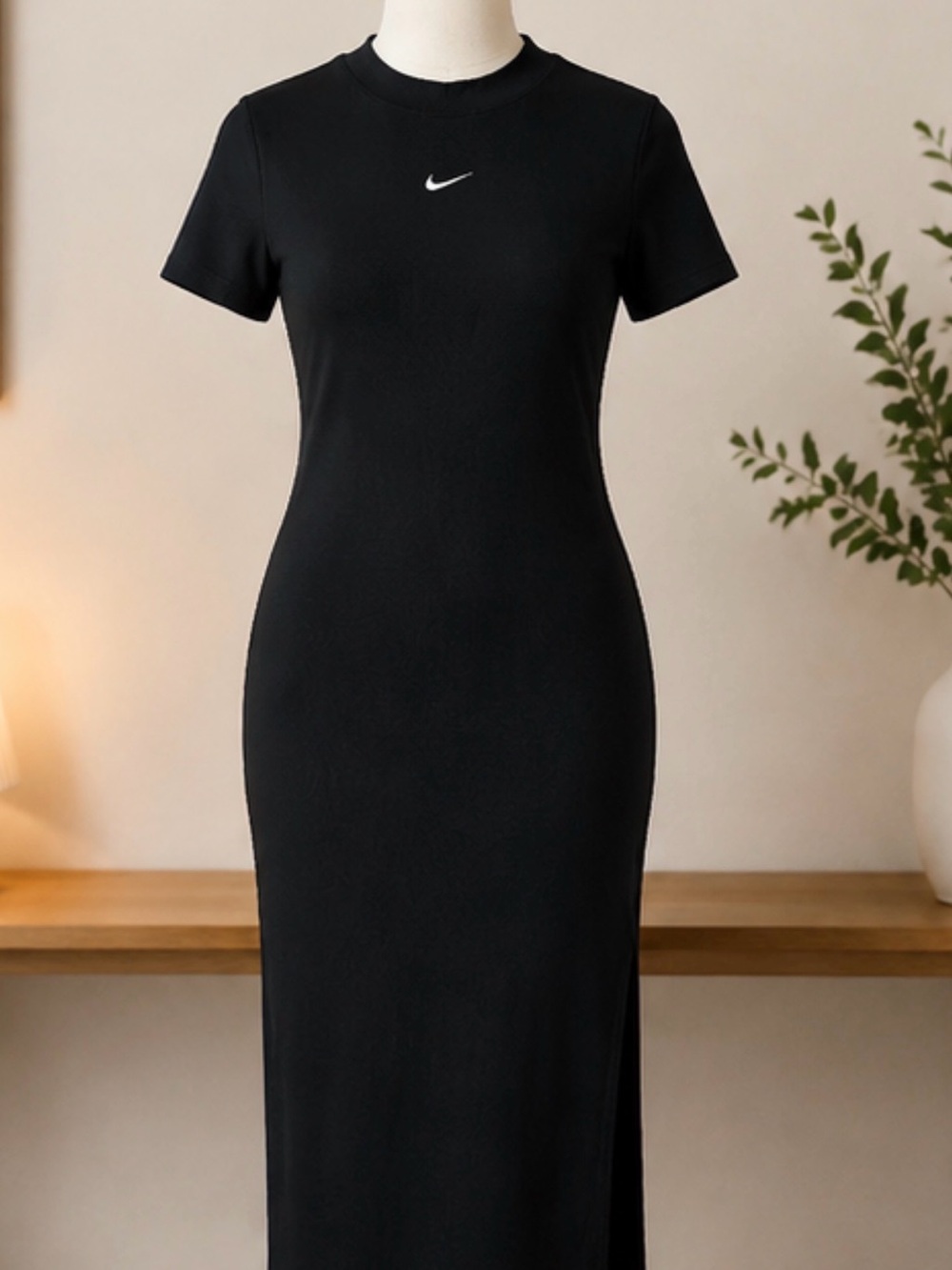 Nike Black Fitted Midi Dress